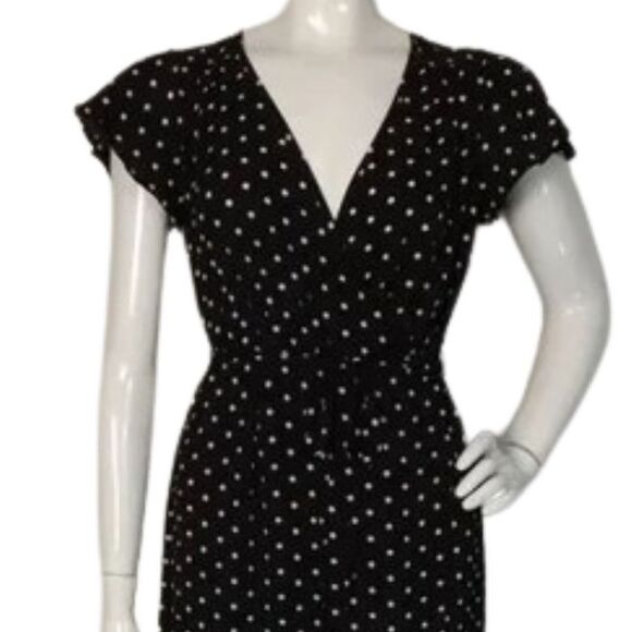 SUPERFOXX Dress, S, True Wrap, Sash belt, Black/White polka dots, Cap Sleeves - Picture 5 of 10